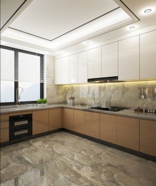 3D render mutfak Oda