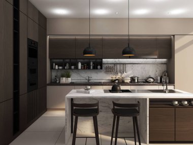 3D render mutfak Oda