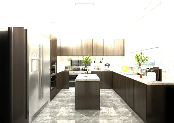 Rendering Stanza Della Cucina — Foto Stock