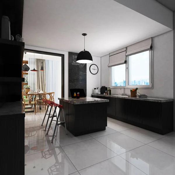 Rendering Keuken Kamer — Stockfoto