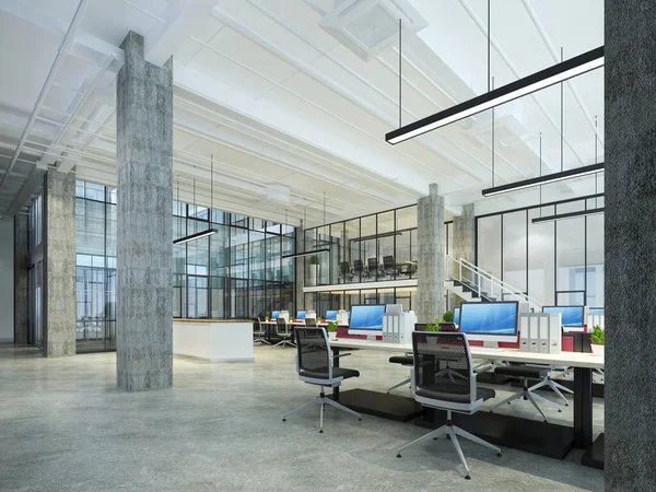 モダンなオフィス内装3Dレンダリング ロイヤリティフリーのストック写真