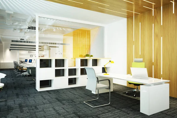 Modern Office Interior Rendering Stock Photo