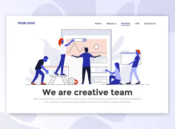 Modelo Landing Page Creative Team Conceito Design Plano Moderno Design —  Vetores de Stock