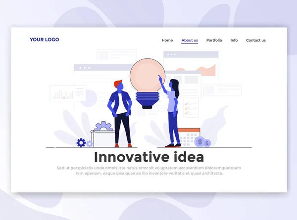 Landing Page Template Innovative Idea Modern Flat Design Concept Web — Stock Vector