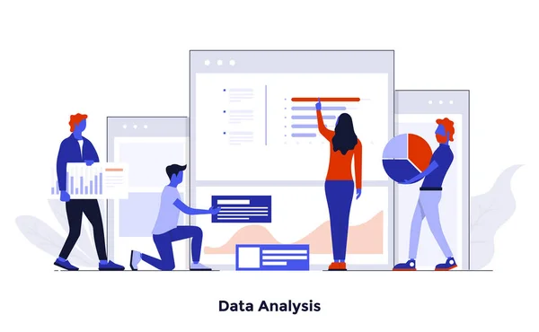 Diseño Moderno Color Plano Concepto Negocio Para Análisis Datos Fácil — Archivo Imágenes Vectoriales