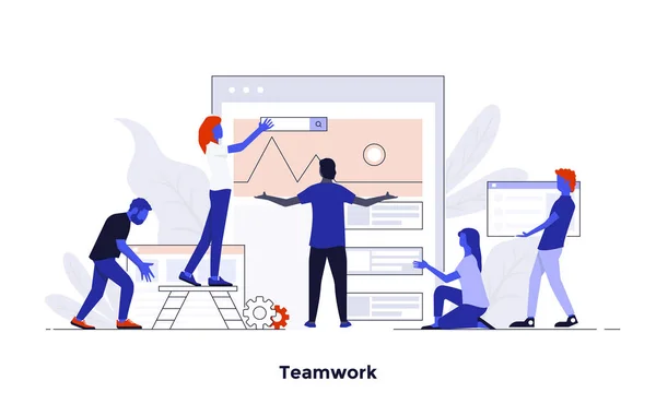 Moderne Platte Kleur Ontwerp Businessconcept Voor Teamwork Makkelijk Gebruiken Zeer — Stockvector