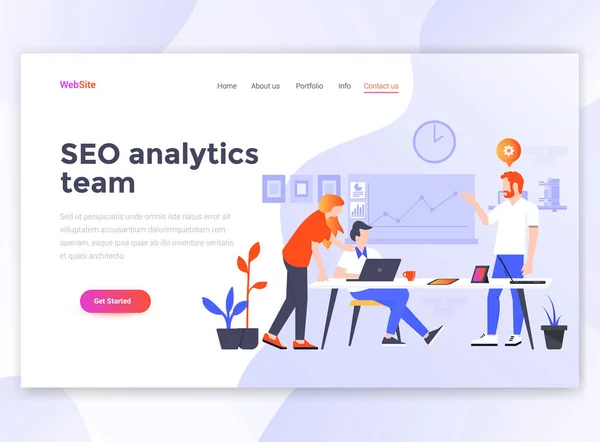 Modello Pagina Destinazione Del Team Seo Analytics Moderno Concetto Design — Vettoriale Stock