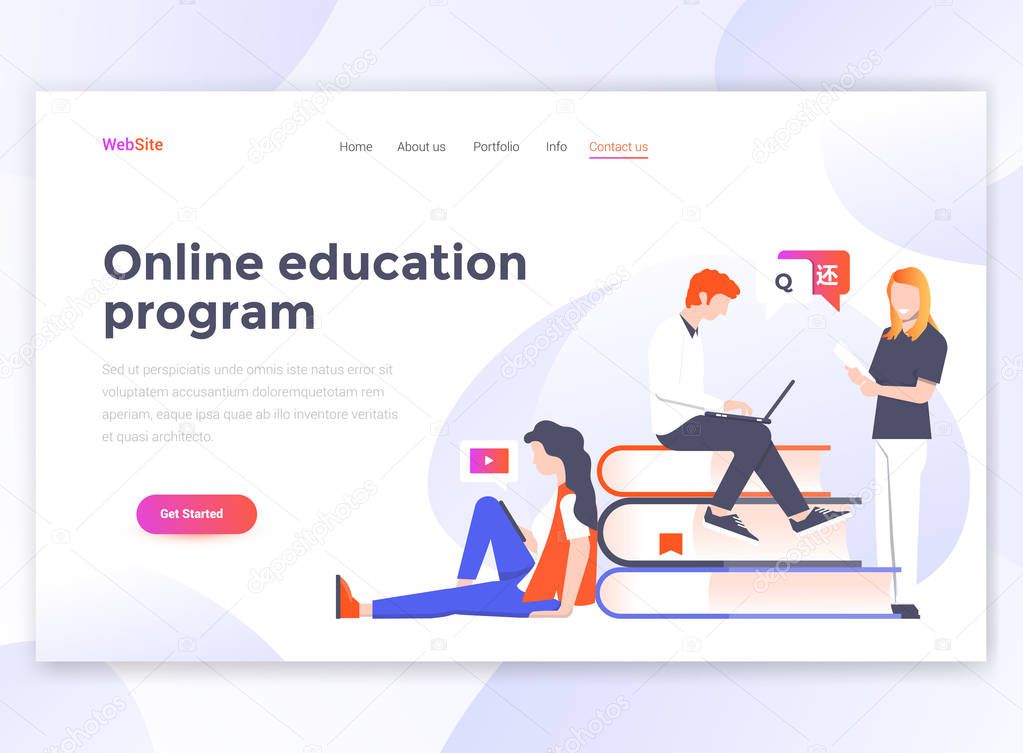 Landing page template of Online education program. Modern flat design concept of web page design for website and mobile website. Easy to edit and customize. Vector illustration