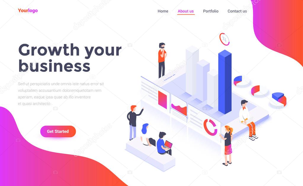 Modern flat design isometric concept of Growth your business for website and mobile website. Landing page template. Easy to edit and customize. Vector illustration