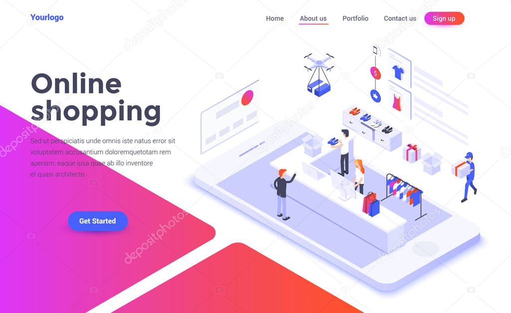 Modern flat design isometric concept of Online Shopping for website and mobile website. Landing page template. Easy to edit and customize. Vector illustration