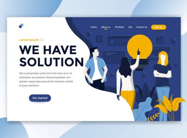 Sayfa şablon biz / açılış çözüm var. Web sitesi ve mobil web sitesi için web sayfa tasarımı modern düz tasarım konsepti. Düzenlemek ve özelleştirmek kolay. Vektör çizim
