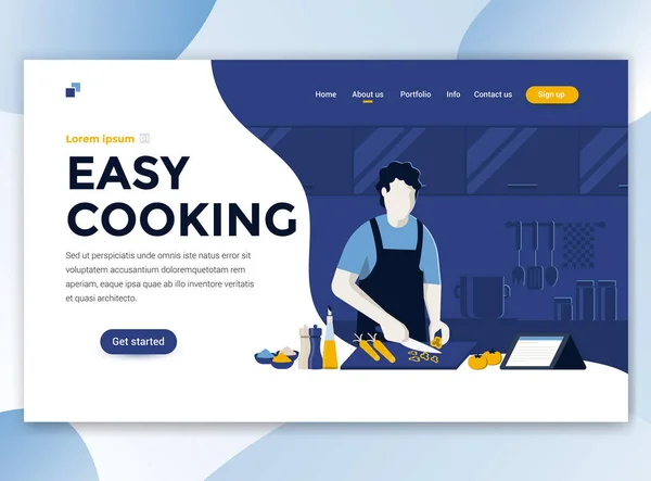 Landing Page Template Easy Cooking Modern Flat Design Concept Web — Stock Vector