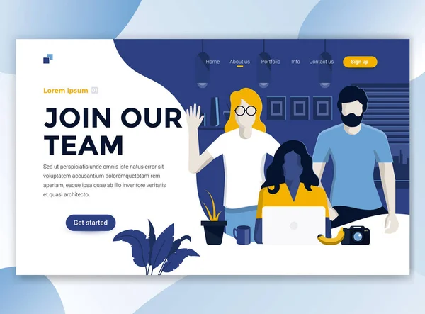 Plantilla Landing Page Únete Nuestro Equipo Concepto Moderno Diseño Plano — Vector de stock