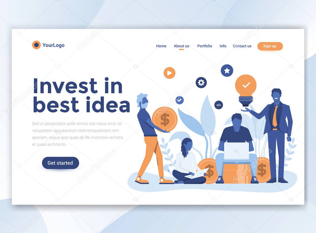 Landing page template of Invest in best idea. Modern flat design concept of web page design for website and mobile website. Easy to edit and customize. Vector illustration