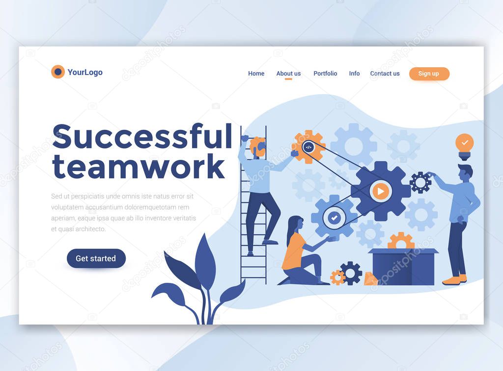 Landing page template of Successful teamwork. Modern flat design concept of web page design for website and mobile website. Easy to edit and customize. Vector illustration