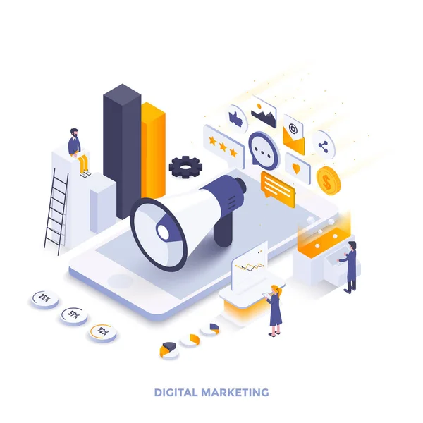 Illustrazione Isometrica Moderna Progettazione Piatta Digital Marketing Può Essere Utilizzato — Vettoriale Stock