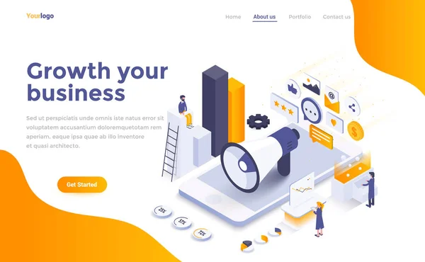 Design Plano Moderno Conceito Isométrico Crescimento Seu Negócio Para Site —  Vetores de Stock