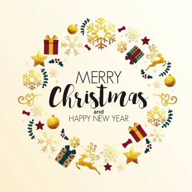 Noel renkli tebrik kartı poligonal origami tarzı yaptı. Parti poster, tebrik kartı, afiş veya davet. Üçgen tarafından kurulan süsler. Vektör