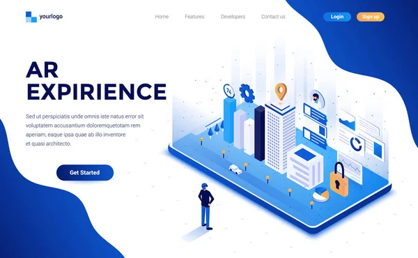 Design Plano Moderno Conceito Isométrico Expirience Para Site Site Móvel —  Vetores de Stock