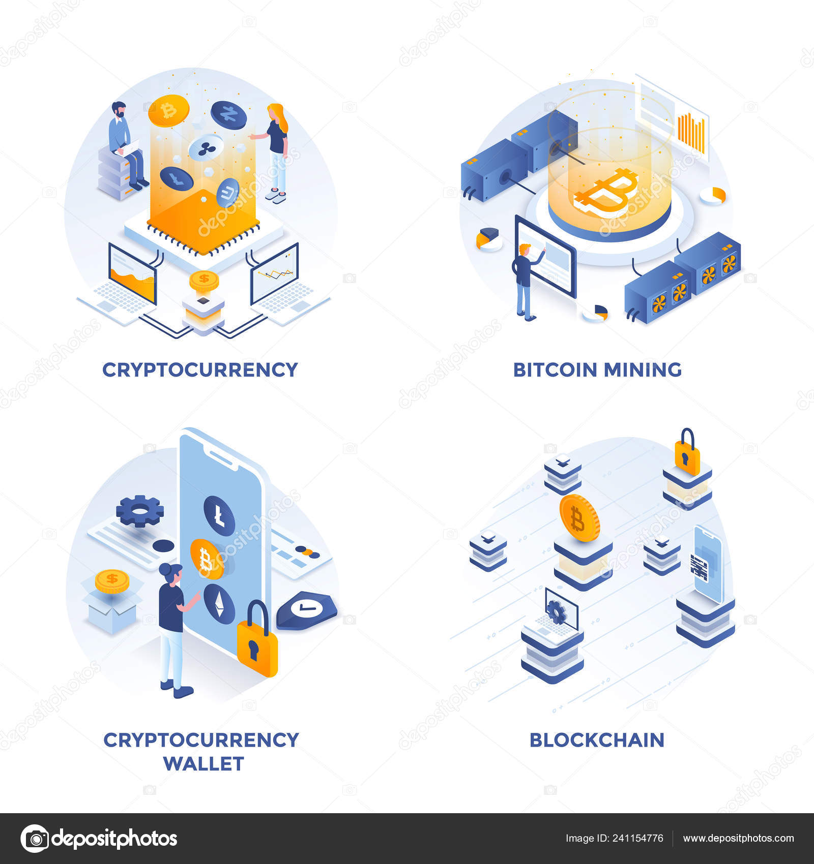 Modern Flat Isometric Designed Concept Icons Cryptocurrency Cryptocurrency  Wallet Bitcoin Stock Vector by ©darkovujic 241154776