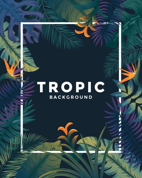 Cartaz tropical com moldura —  Vetores de Stock