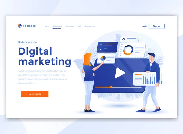 Flaches modernes Design der Websitevorlage - digitales Marketing — Stockvektor