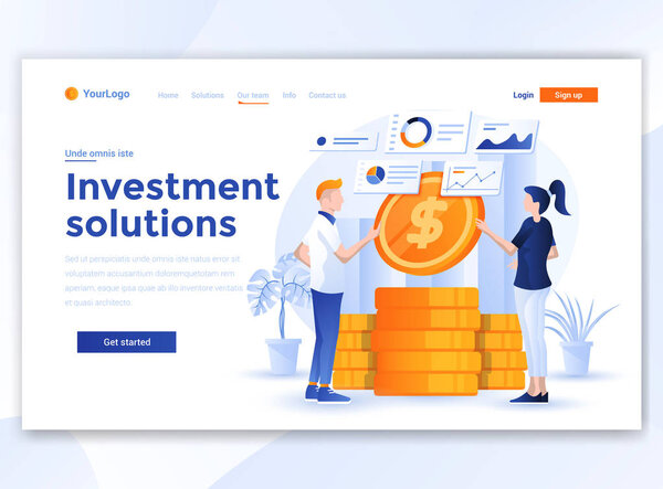 Flat Modern design of wesite template - Investment Solutions