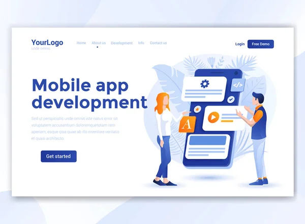 Flaches modernes Design der Websitevorlage - mobile App-Entwicklung — Stockvektor
