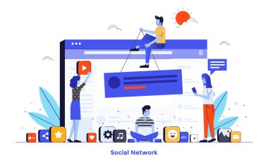 Düz renk modern Illustration tasarım-sosyal ağ