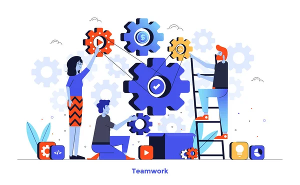 Platt färg modern illustration design-Teamwork — Stock vektor