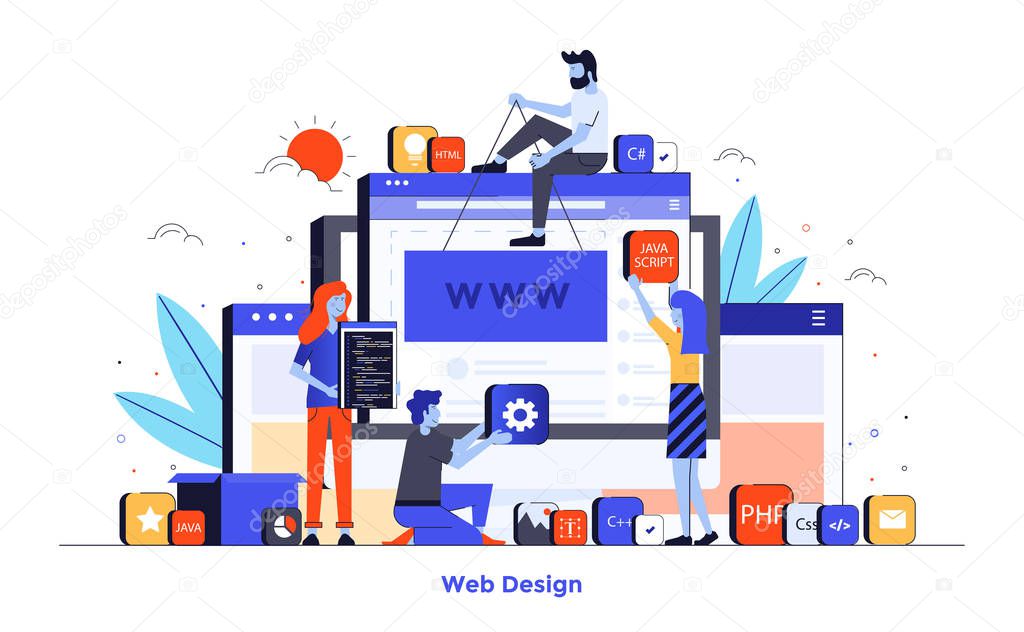 Flat color Modern Illustration design - Web Design