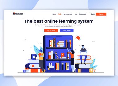 Web sitesi şablonunun Flat Modern tasarımı - Online eğitim