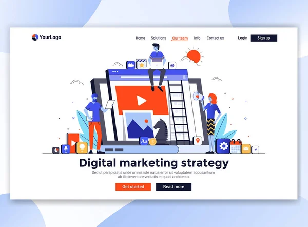 Flat Design moderno del modello di sito web - Digital marketing strat — Vettoriale Stock