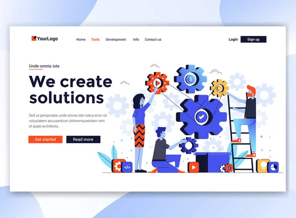 Flat Design moderno del modello di sito Web - Creiamo soluzioni — Vettoriale Stock