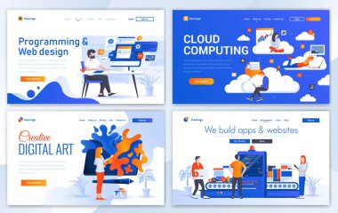 Web sitesi şablonunun Düz Modern tasarımı - Web Tasarım