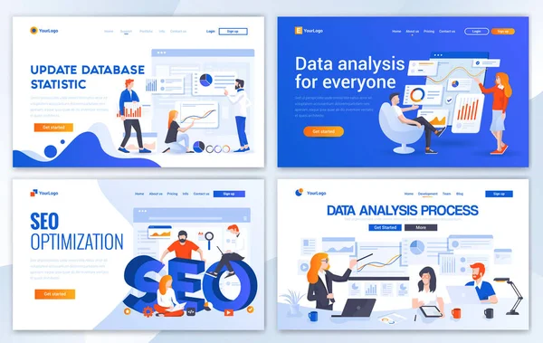ウェブサイトテンプレートのフラットモダンデザイン - データ分析 — ストックベクタ