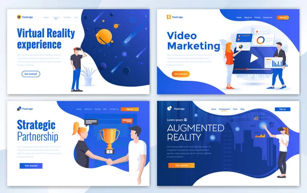 Design moderno plano de modelo de site - Realidade virtual —  Vetores de Stock