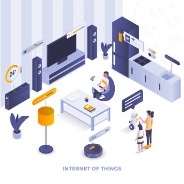 Düz renk Modern Izometrik İllüstrasyon tasarımı - Internet th