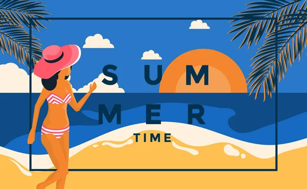 Summer Background Flat design 2019 — Stock Vector