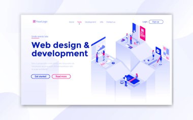 Web sitesi şablonunun Düz Modern tasarımı - Web Tasarım