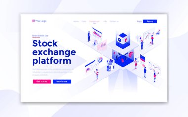Web sitesi şablonunun Flat Modern tasarımı - Borsa