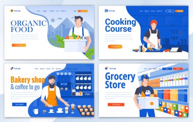 Web sitesi şablonunun Flat Modern tasarımı - Yiyecek ve İçecek