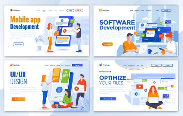 Flat Design moderno del modello di sito web - Sviluppo — Vettoriale Stock