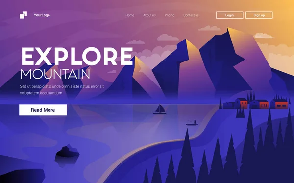 Plat modern design illustratie van Explore Mountain — Stockvector