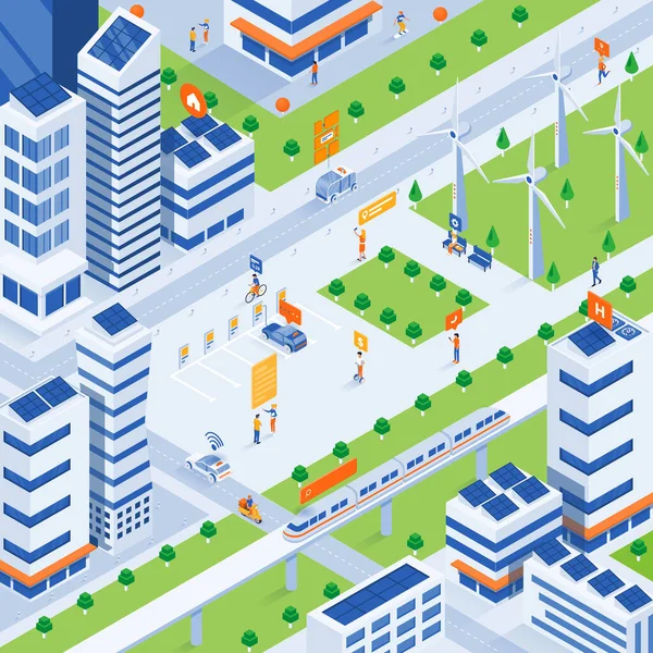 2010 Modern Flat Design Isometric Concept Eco Smart City Website — 스톡 벡터