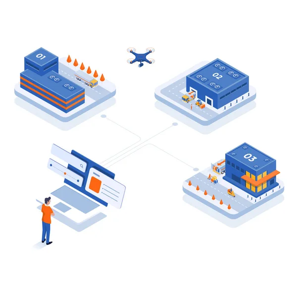 Isométrica Infografía Almacén Logística Concepto Innovador Entrega Puede Utilizar Para — Archivo Imágenes Vectoriales