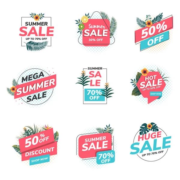 Insamling Summer Sale Rabatt Styled Origami Banners Etiketter Taggar Emblems — Stock vektor