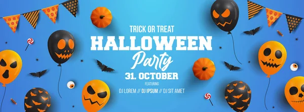 Halloween Party Banner Szablon Balonami Miejsce Tekst Może Być Używany — Wektor stockowy