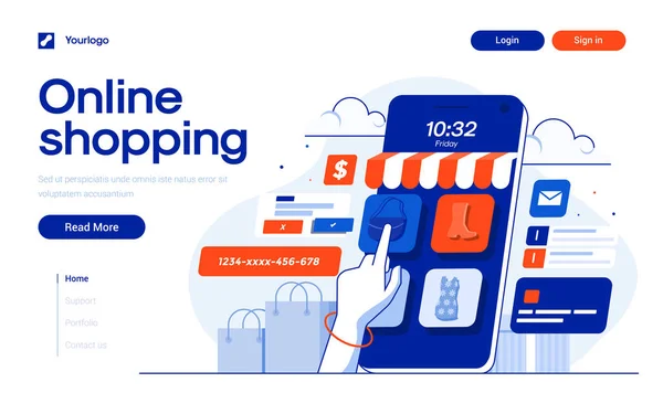 Landing Page Template Online Shopping Online Shopping Store Mobile Credit — Stock Vector