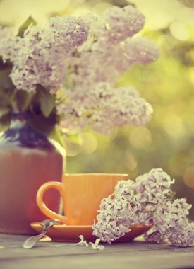 Bir dogrose dalı ve ahşap bir masanın üzerindeki eski açık kitap..